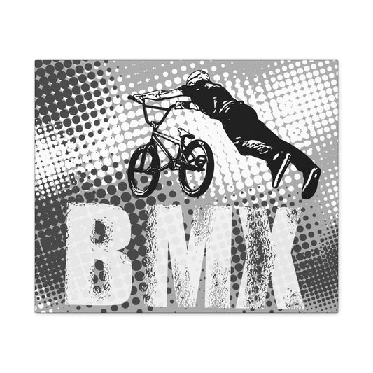 BMX Wall Art Print, Black and White Canvas, Stretched Canvas Decor, BMX Rider Gift, Sports Wall Art, Home Gym Decor