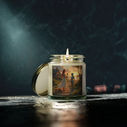 red head with sunflower modern future candle