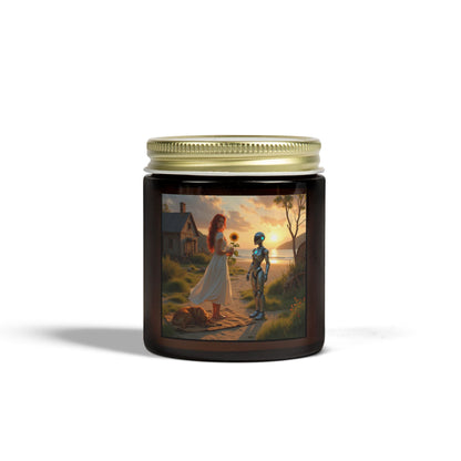 red head with sunflower modern future candle