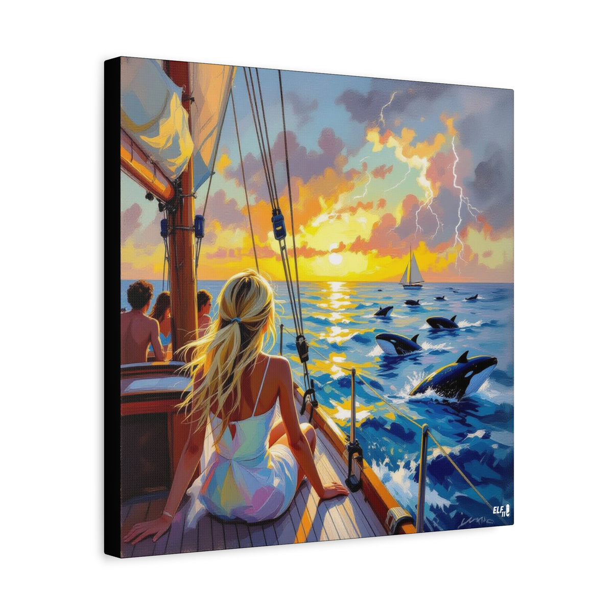sunset with friends canvas