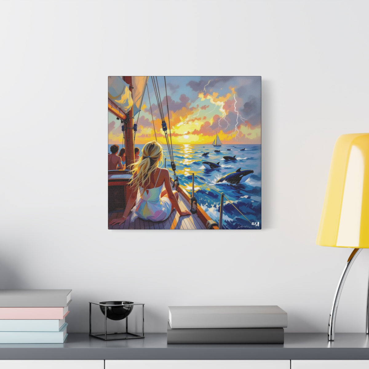 sunset with friends canvas