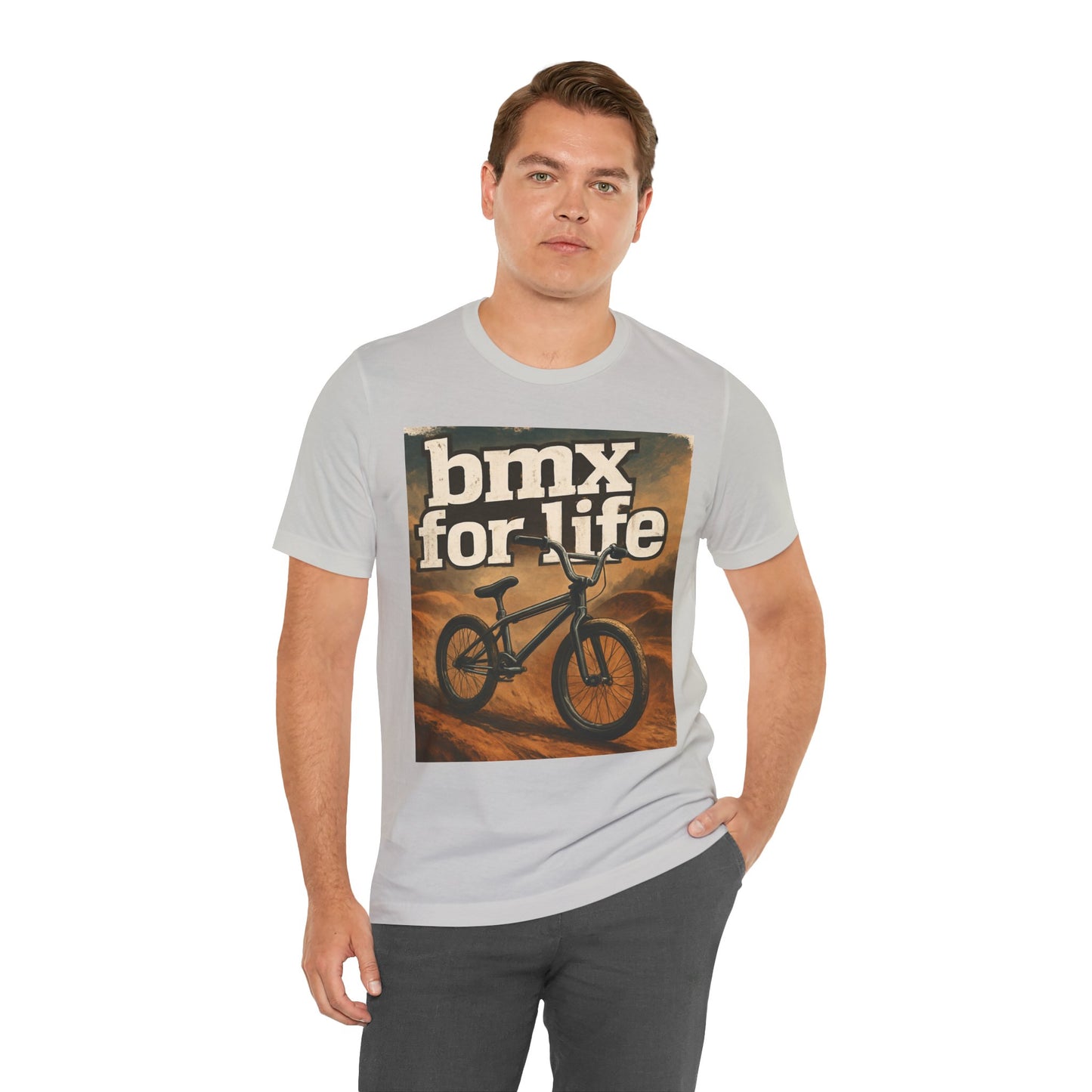 "BMX for Life" Unisex Jersey Tee - Casual Cycling T-Shirt, Gift for BMX Lovers, Outdoor Adventure Tee, Sports Fan Apparel, Summer Style