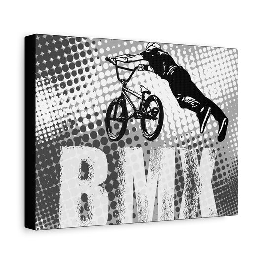 BMX Wall Art Print, Black and White Canvas, Stretched Canvas Decor, BMX Rider Gift, Sports Wall Art, Home Gym Decor
