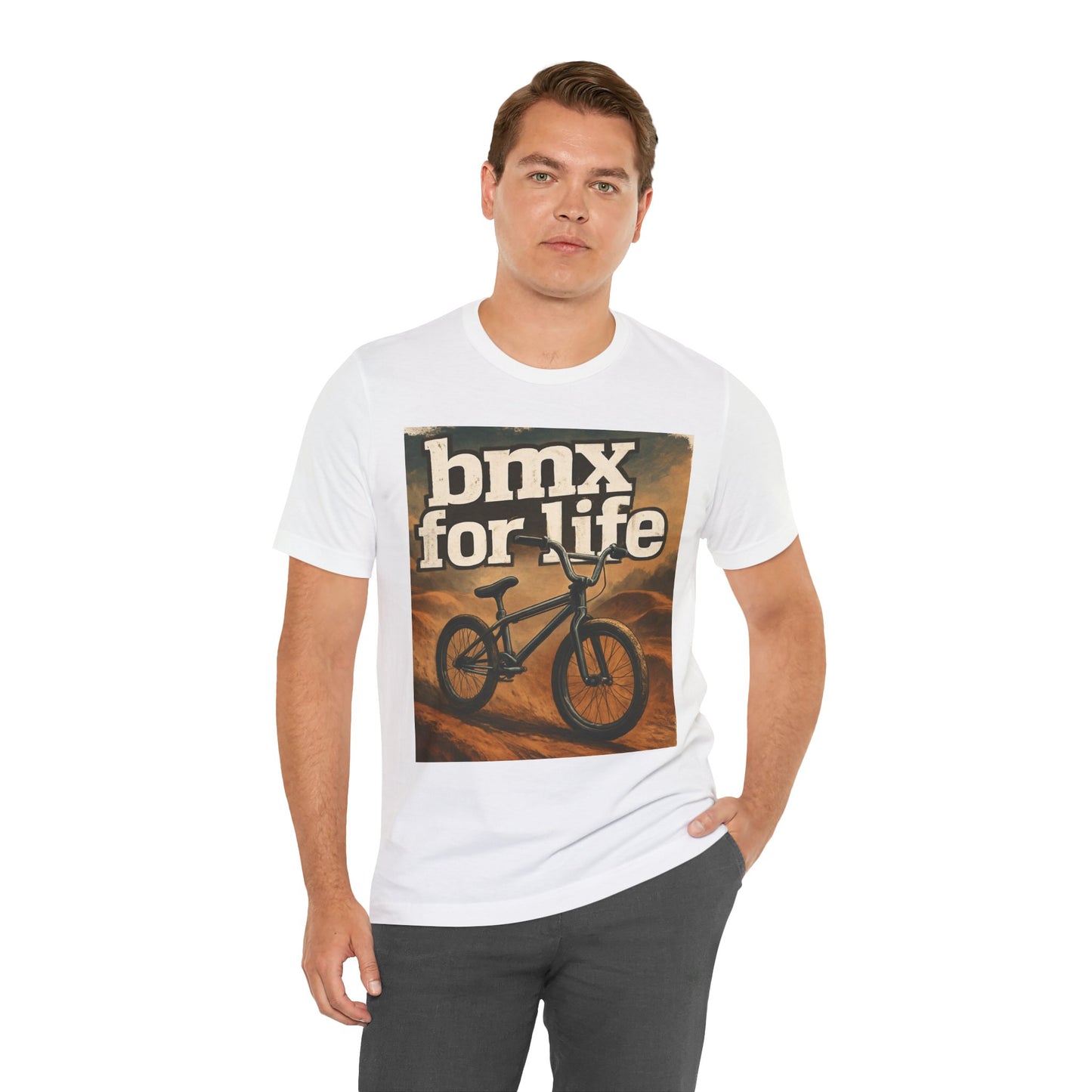 "BMX for Life" Unisex Jersey Tee - Casual Cycling T-Shirt, Gift for BMX Lovers, Outdoor Adventure Tee, Sports Fan Apparel, Summer Style