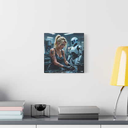 Robot and Woman machine shop modern future canvas picture