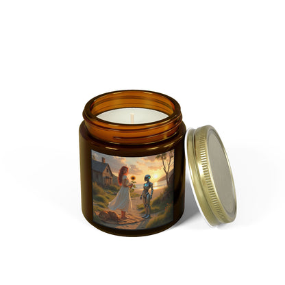 red head with sunflower modern future candle