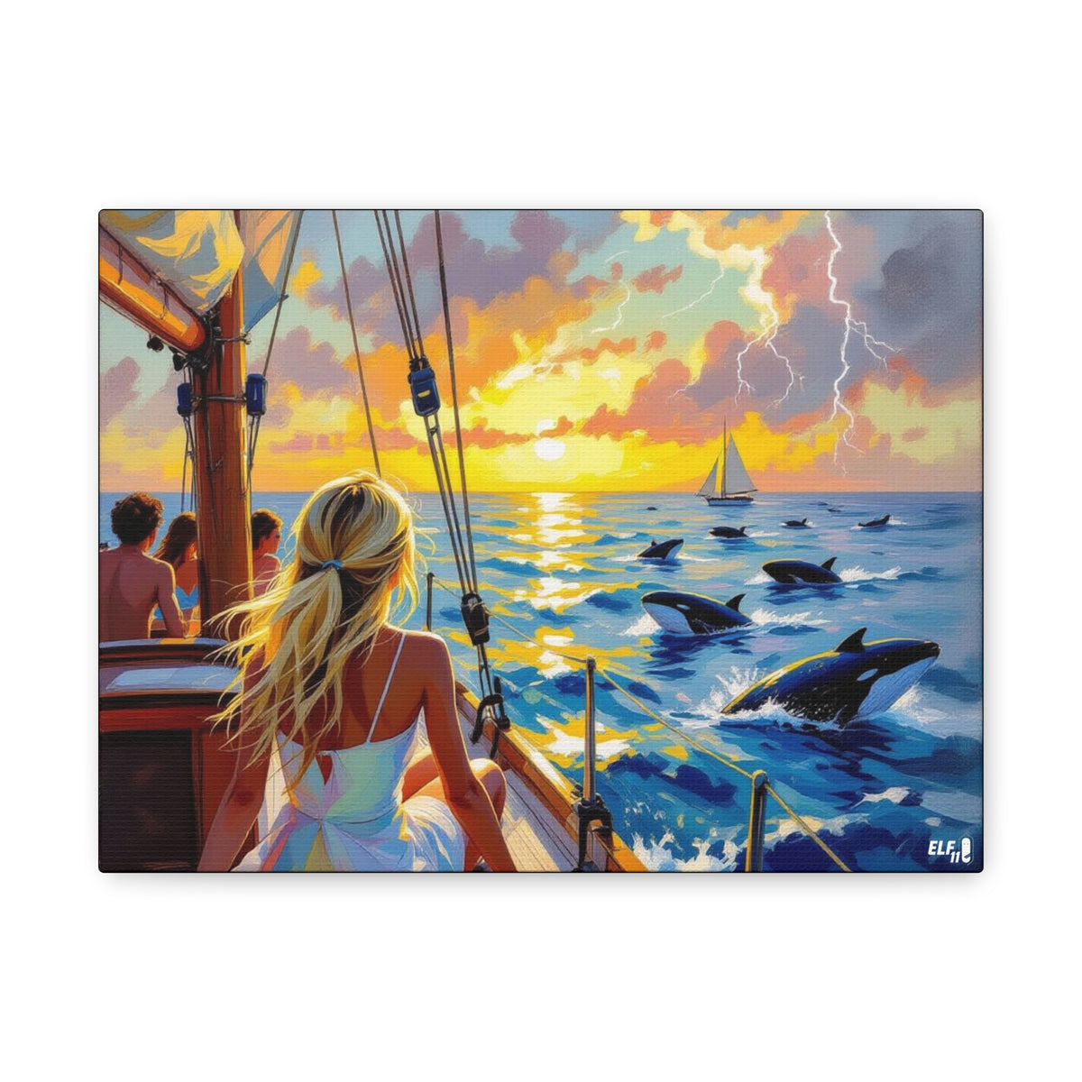 sunset with friends canvas