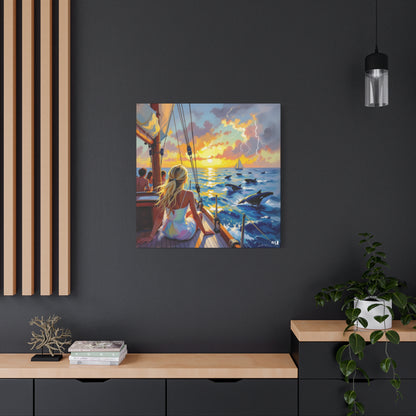 sunset with friends canvas