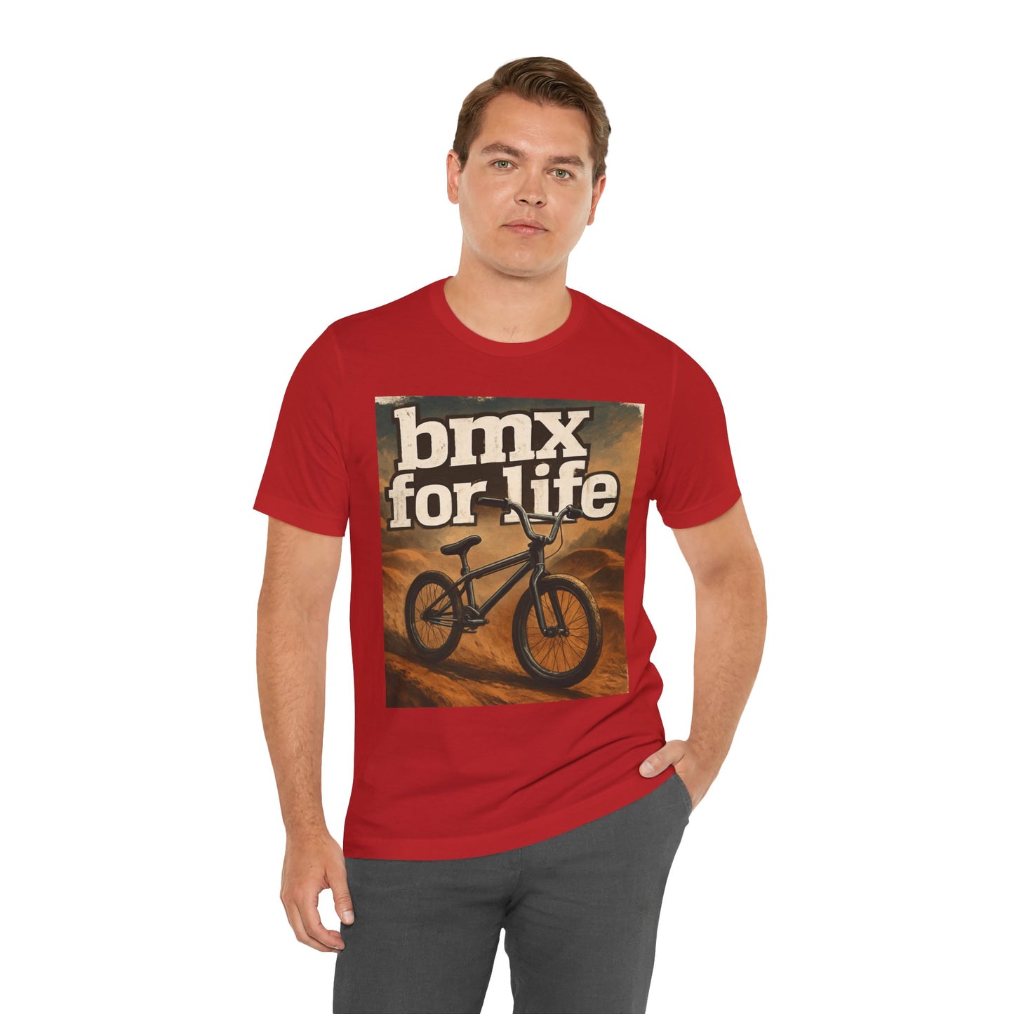 "BMX for Life" Unisex Jersey Tee - Casual Cycling T-Shirt, Gift for BMX Lovers, Outdoor Adventure Tee, Sports Fan Apparel, Summer Style