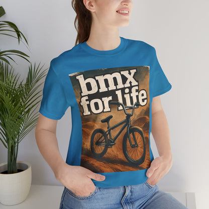 "BMX for Life" Unisex Jersey Tee - Casual Cycling T-Shirt, Gift for BMX Lovers, Outdoor Adventure Tee, Sports Fan Apparel, Summer Style