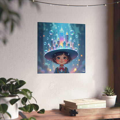 bubble city simplicity , imagination poster