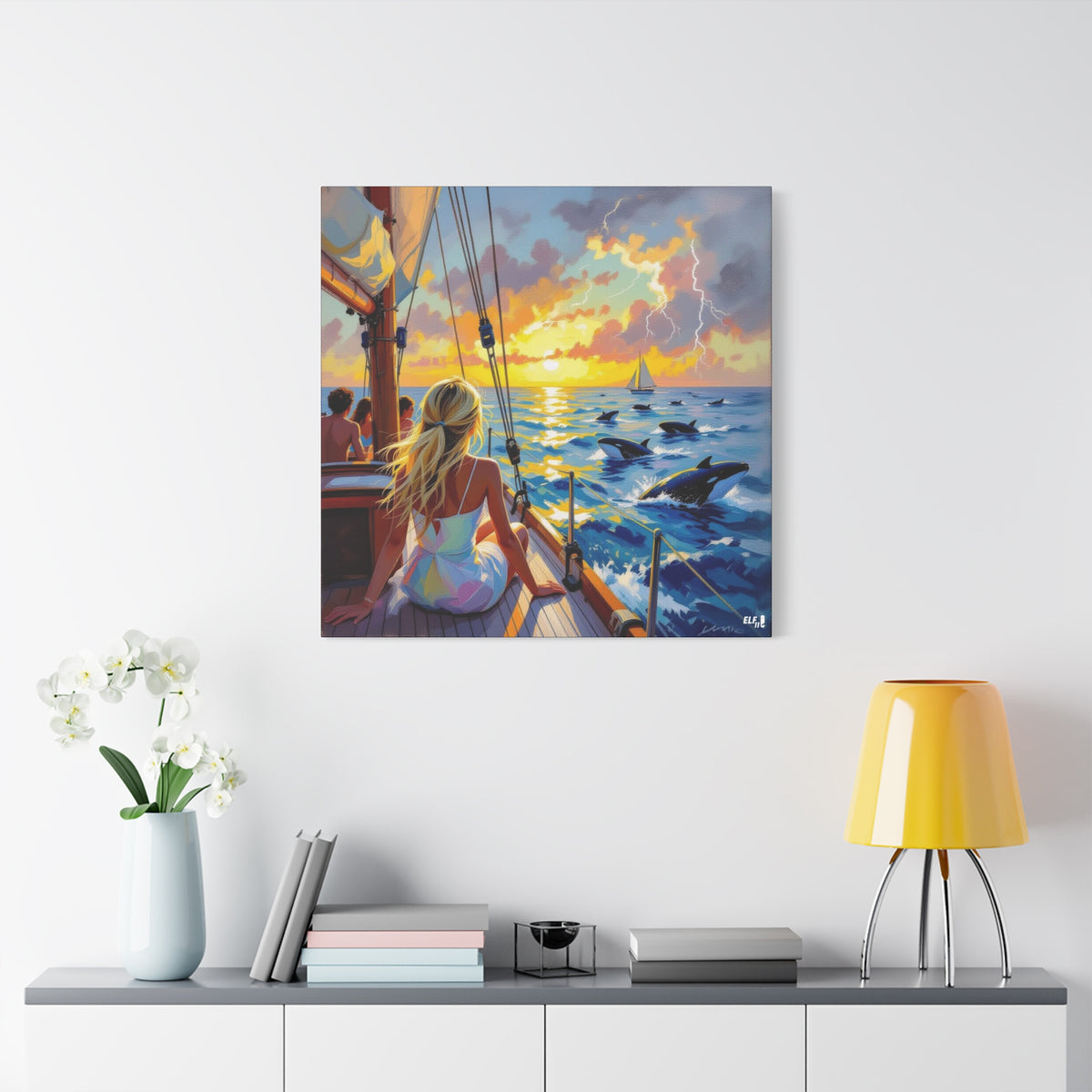sunset with friends canvas