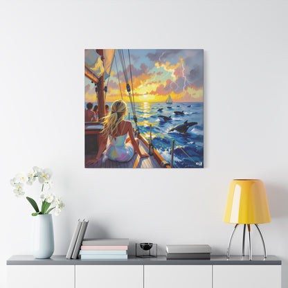 sunset with friends canvas