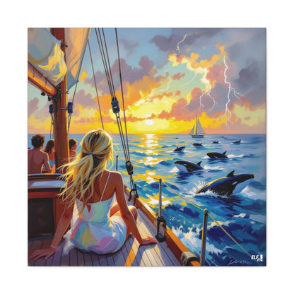 sunset with friends canvas