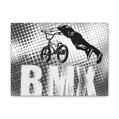 BMX Wall Art Print, Black and White Canvas, Stretched Canvas Decor, BMX Rider Gift, Sports Wall Art, Home Gym Decor