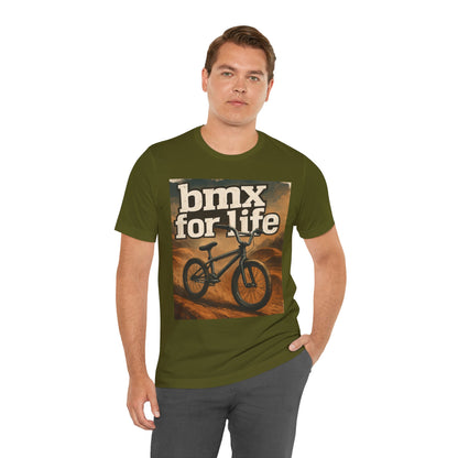 "BMX for Life" Unisex Jersey Tee - Casual Cycling T-Shirt, Gift for BMX Lovers, Outdoor Adventure Tee, Sports Fan Apparel, Summer Style