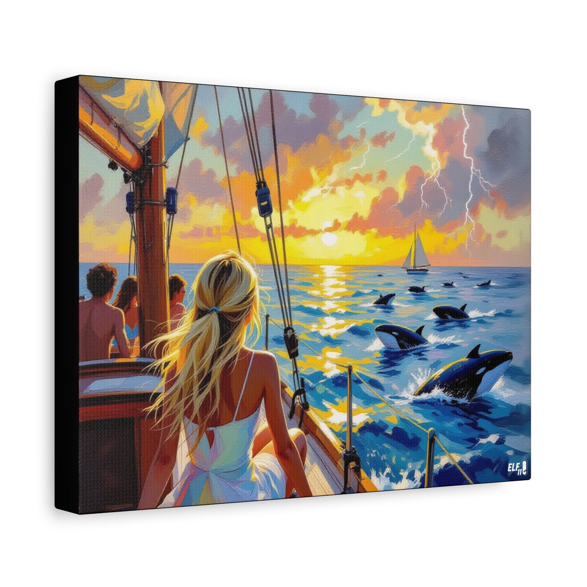 sunset with friends canvas