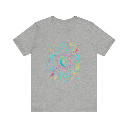 Cosmic Vibes Unisex Tee - Neon Lightning Design, Perfect for Festivals, Casual Wear, Gift for Dreamers, Unique Graphic Tee, Astrology Shirt