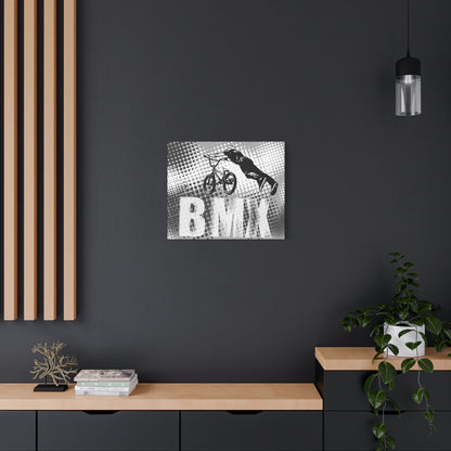 BMX Wall Art Print, Black and White Canvas, Stretched Canvas Decor, BMX Rider Gift, Sports Wall Art, Home Gym Decor