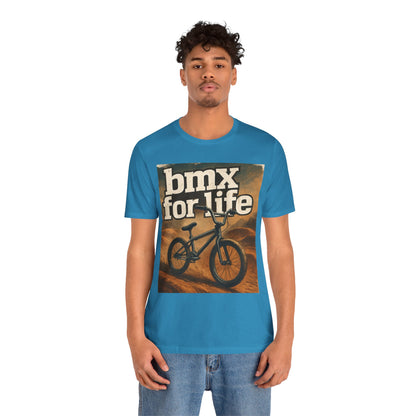 "BMX for Life" Unisex Jersey Tee - Casual Cycling T-Shirt, Gift for BMX Lovers, Outdoor Adventure Tee, Sports Fan Apparel, Summer Style