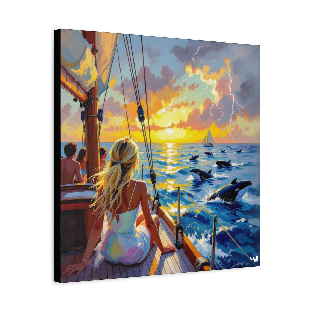 sunset with friends canvas