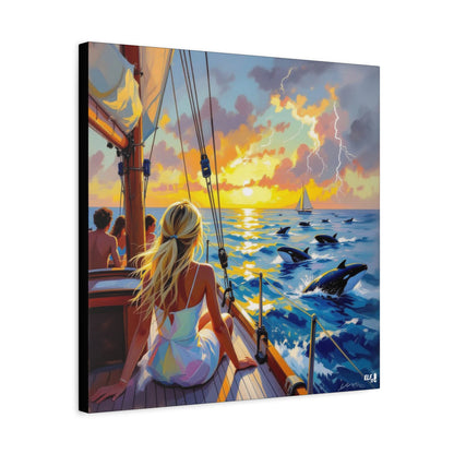 sunset with friends canvas