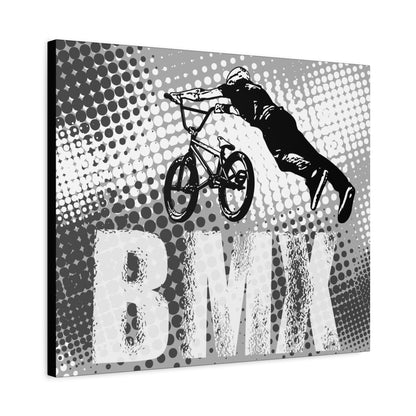 BMX Wall Art Print, Black and White Canvas, Stretched Canvas Decor, BMX Rider Gift, Sports Wall Art, Home Gym Decor