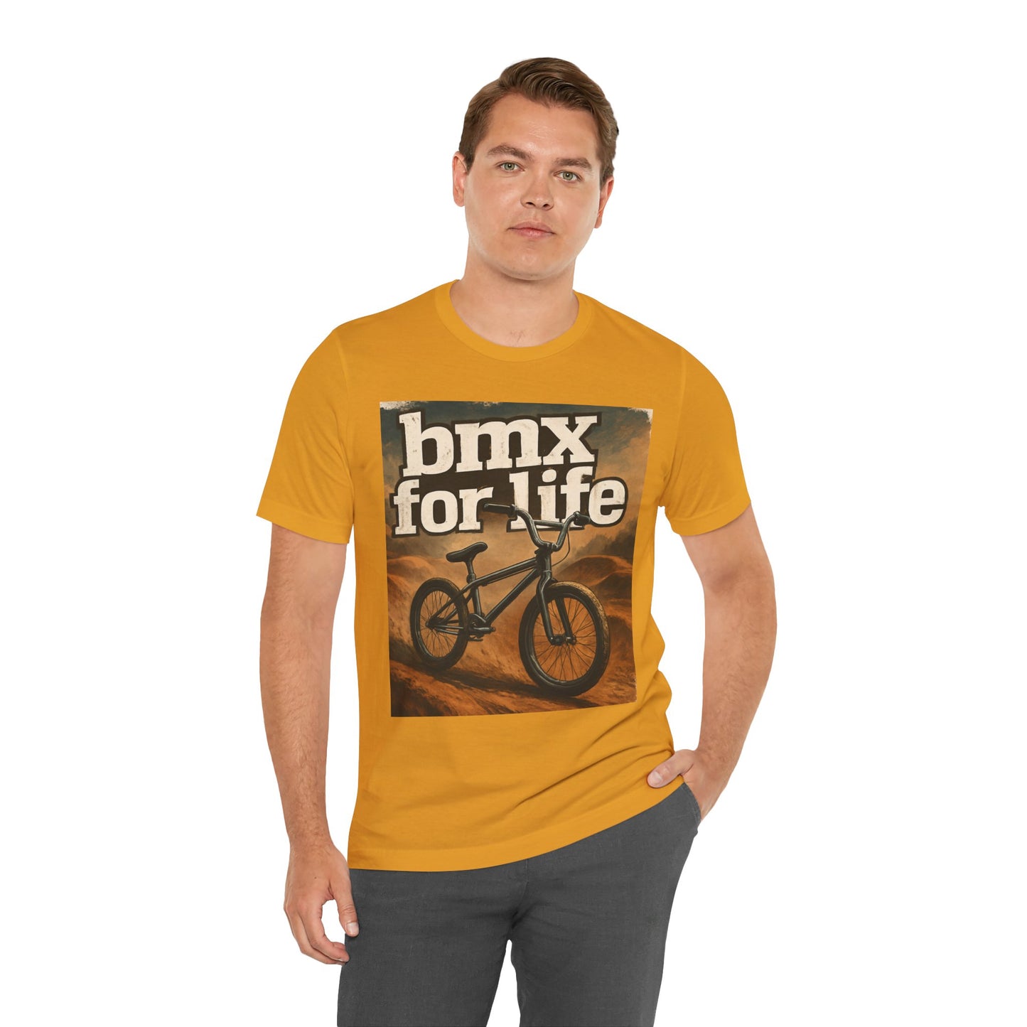 "BMX for Life" Unisex Jersey Tee - Casual Cycling T-Shirt, Gift for BMX Lovers, Outdoor Adventure Tee, Sports Fan Apparel, Summer Style
