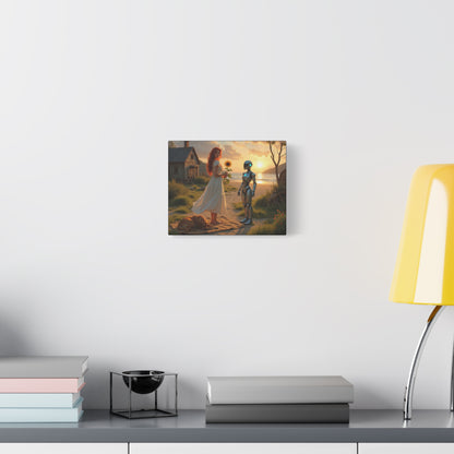 red head with sunflower modern future canvas picture