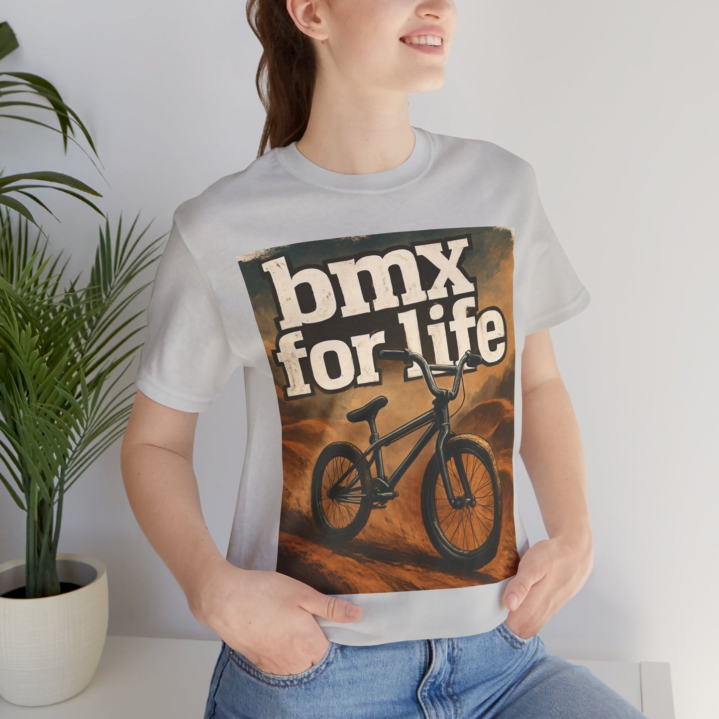 "BMX for Life" Unisex Jersey Tee - Casual Cycling T-Shirt, Gift for BMX Lovers, Outdoor Adventure Tee, Sports Fan Apparel, Summer Style