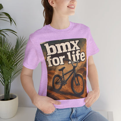 "BMX for Life" Unisex Jersey Tee - Casual Cycling T-Shirt, Gift for BMX Lovers, Outdoor Adventure Tee, Sports Fan Apparel, Summer Style