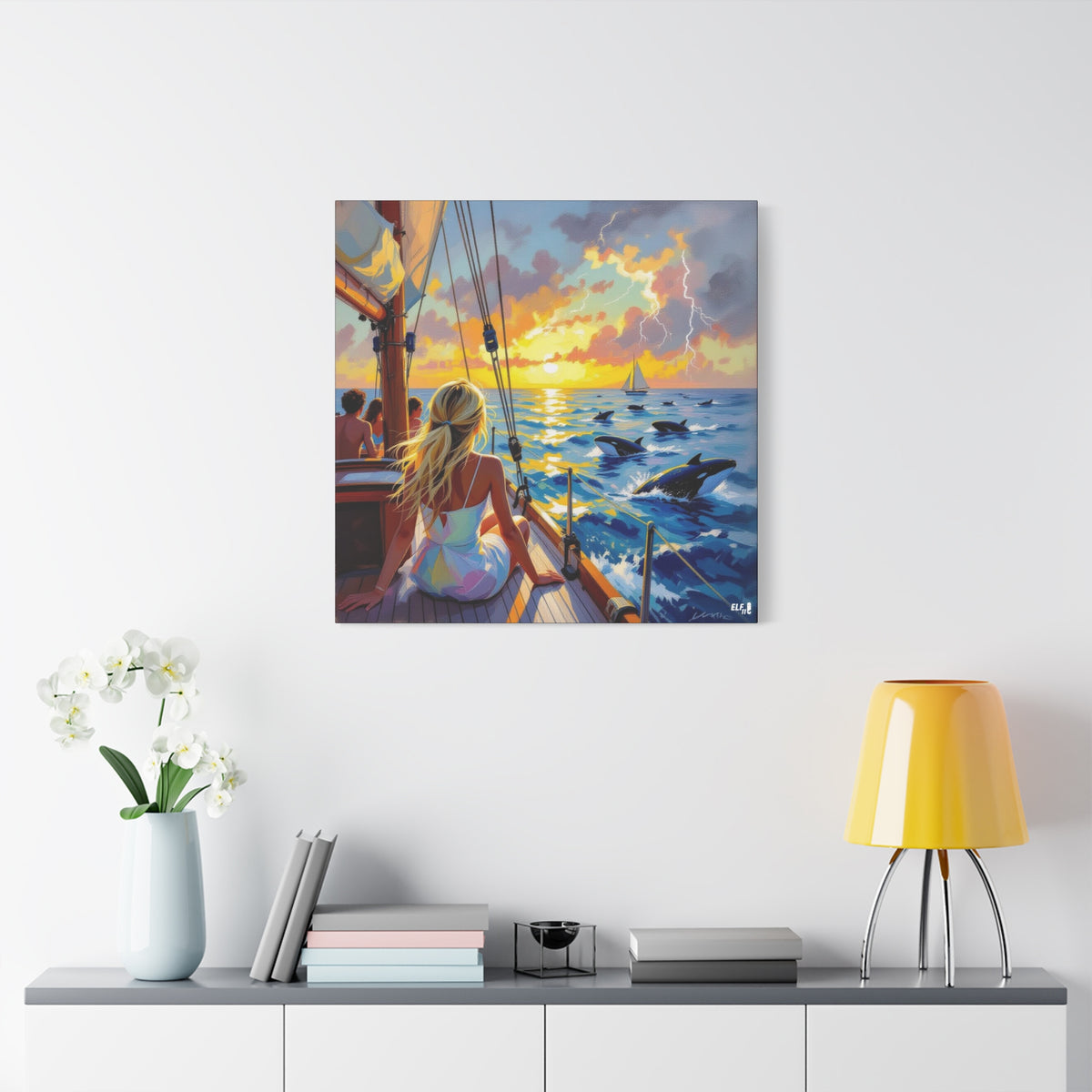sunset with friends canvas