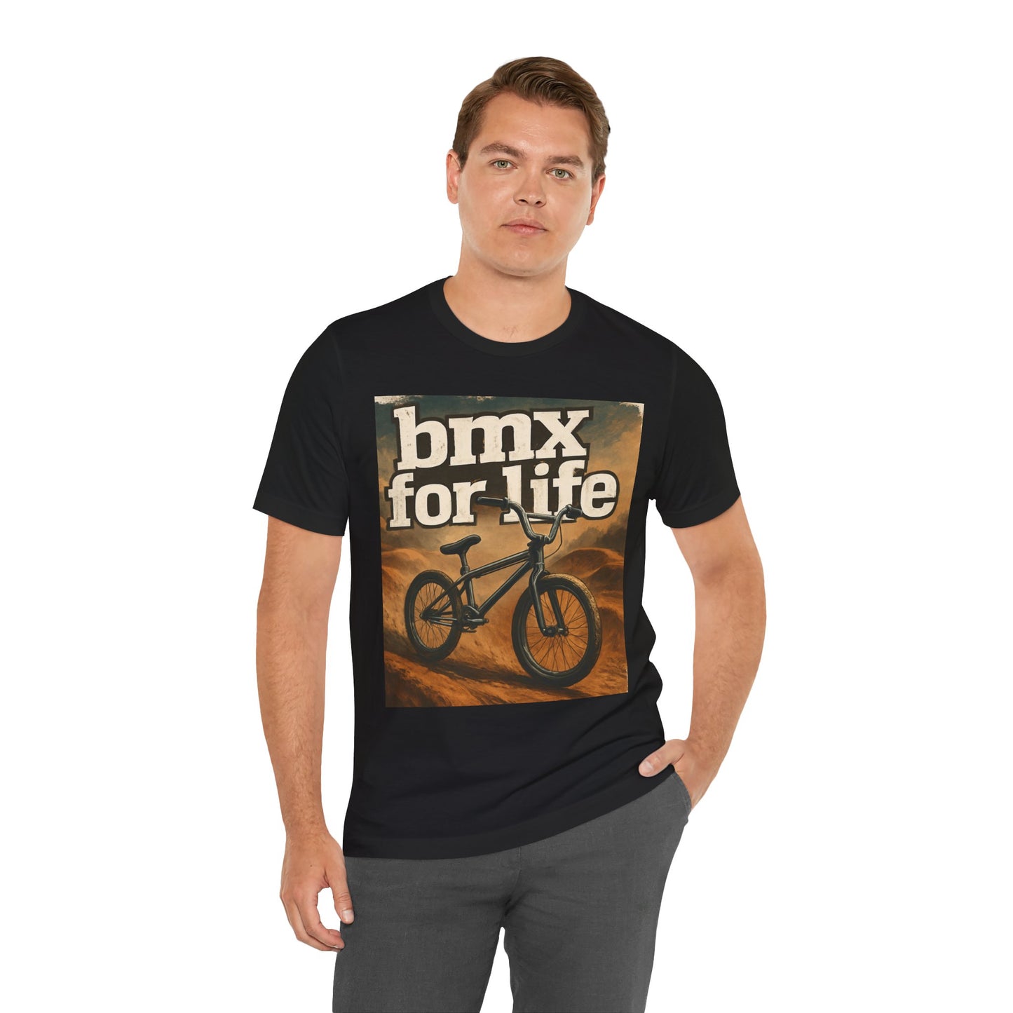 "BMX for Life" Unisex Jersey Tee - Casual Cycling T-Shirt, Gift for BMX Lovers, Outdoor Adventure Tee, Sports Fan Apparel, Summer Style