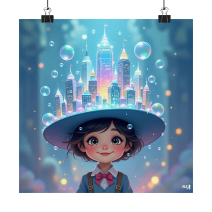 bubble city simplicity , imagination poster