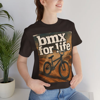 "BMX for Life" Unisex Jersey Tee - Casual Cycling T-Shirt, Gift for BMX Lovers, Outdoor Adventure Tee, Sports Fan Apparel, Summer Style