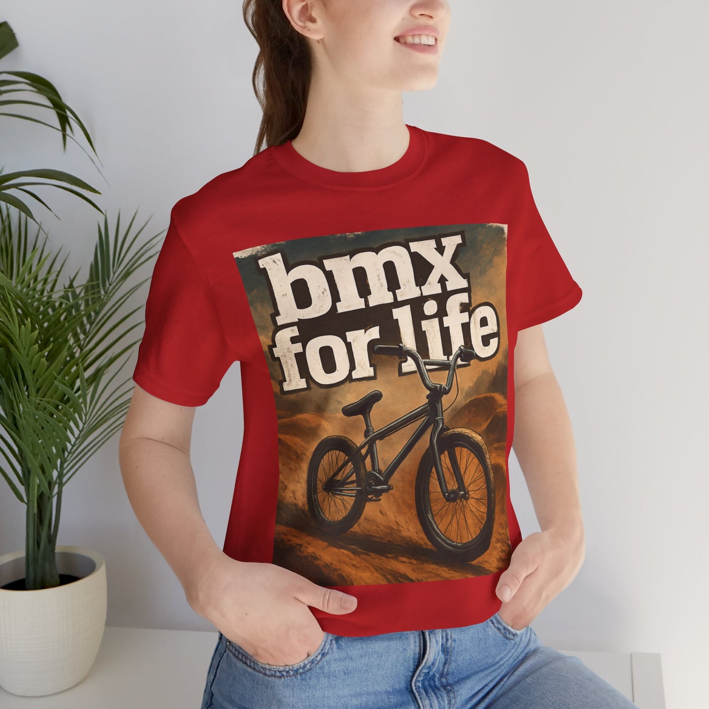 "BMX for Life" Unisex Jersey Tee - Casual Cycling T-Shirt, Gift for BMX Lovers, Outdoor Adventure Tee, Sports Fan Apparel, Summer Style