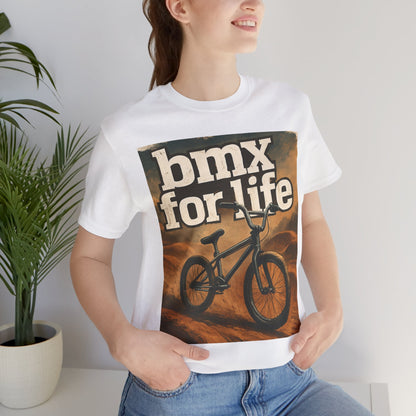"BMX for Life" Unisex Jersey Tee - Casual Cycling T-Shirt, Gift for BMX Lovers, Outdoor Adventure Tee, Sports Fan Apparel, Summer Style