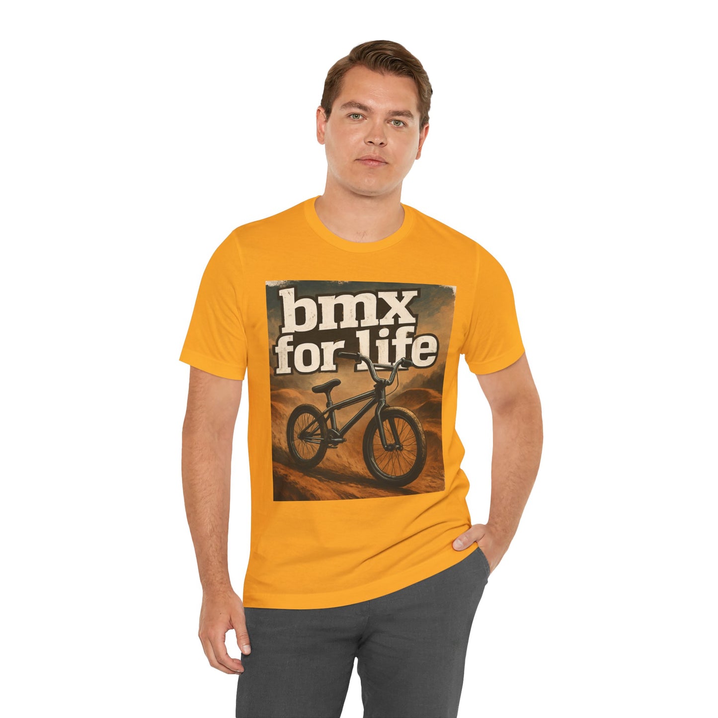 "BMX for Life" Unisex Jersey Tee - Casual Cycling T-Shirt, Gift for BMX Lovers, Outdoor Adventure Tee, Sports Fan Apparel, Summer Style
