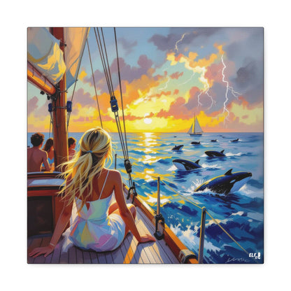 sunset with friends canvas