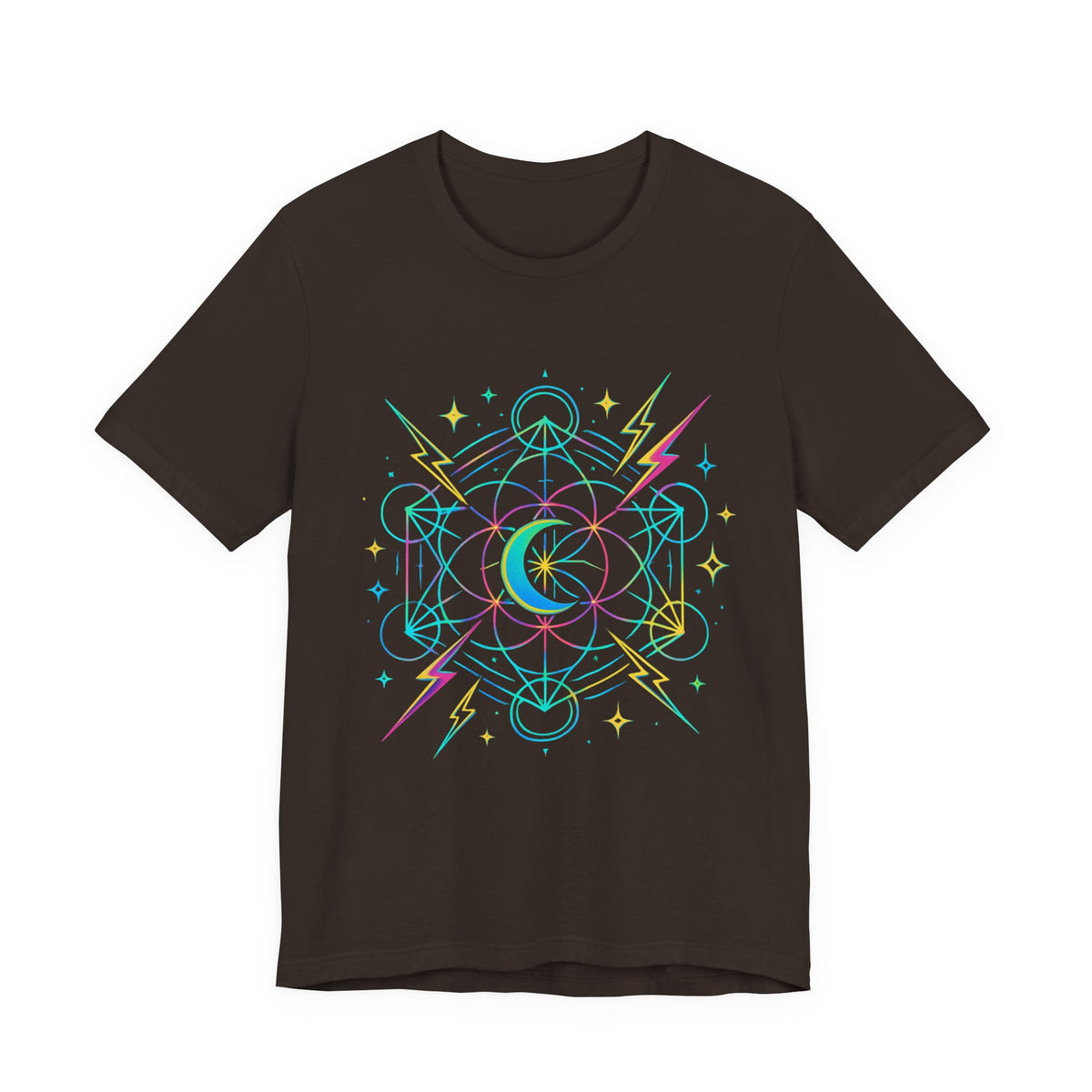 Cosmic Vibes Unisex Tee - Neon Lightning Design, Perfect for Festivals, Casual Wear, Gift for Dreamers, Unique Graphic Tee, Astrology Shirt