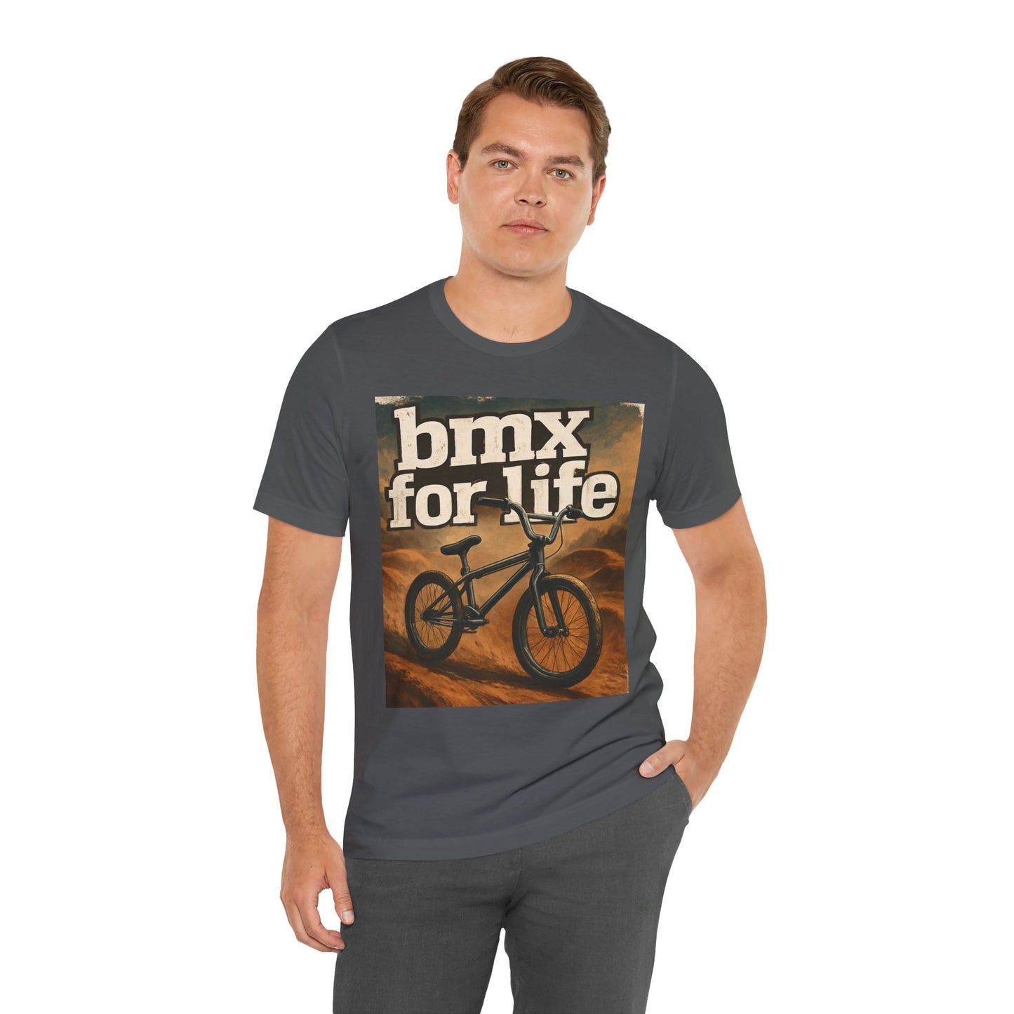 "BMX for Life" Unisex Jersey Tee - Casual Cycling T-Shirt, Gift for BMX Lovers, Outdoor Adventure Tee, Sports Fan Apparel, Summer Style