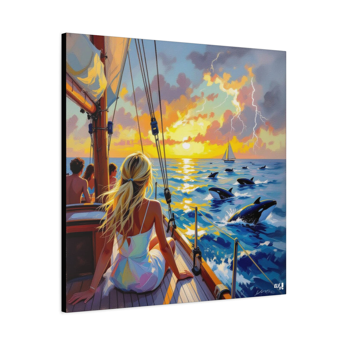 sunset with friends canvas