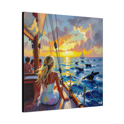 sunset with friends canvas