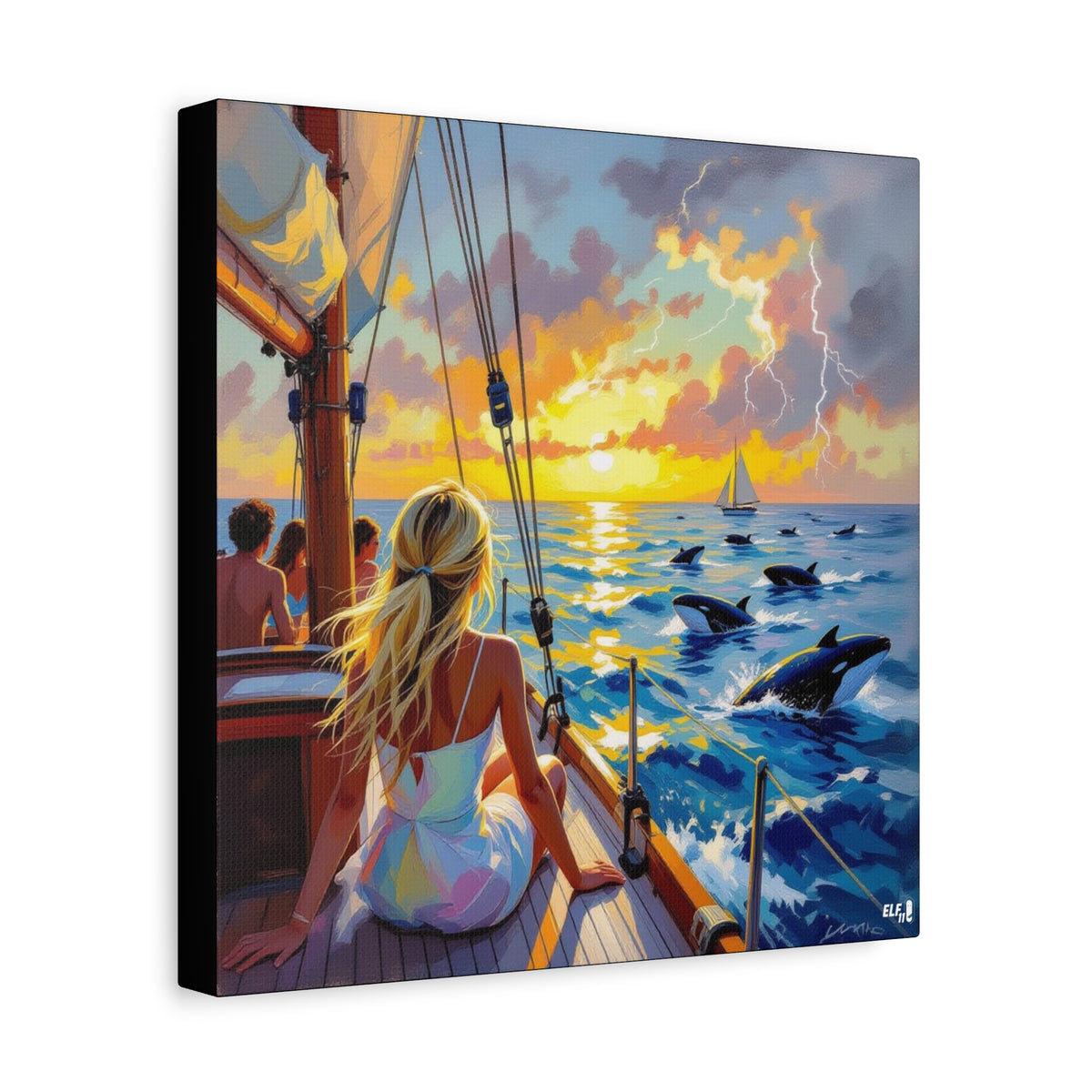 sunset with friends canvas