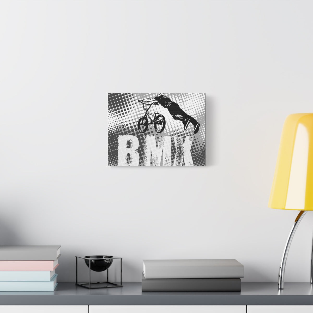 BMX Wall Art Print, Black and White Canvas, Stretched Canvas Decor, BMX Rider Gift, Sports Wall Art, Home Gym Decor