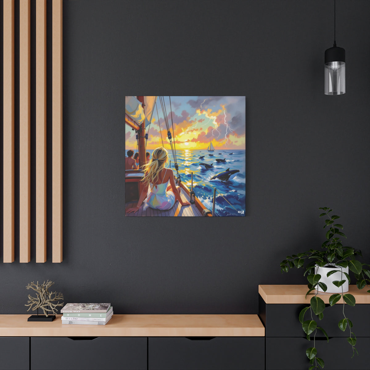 sunset with friends canvas