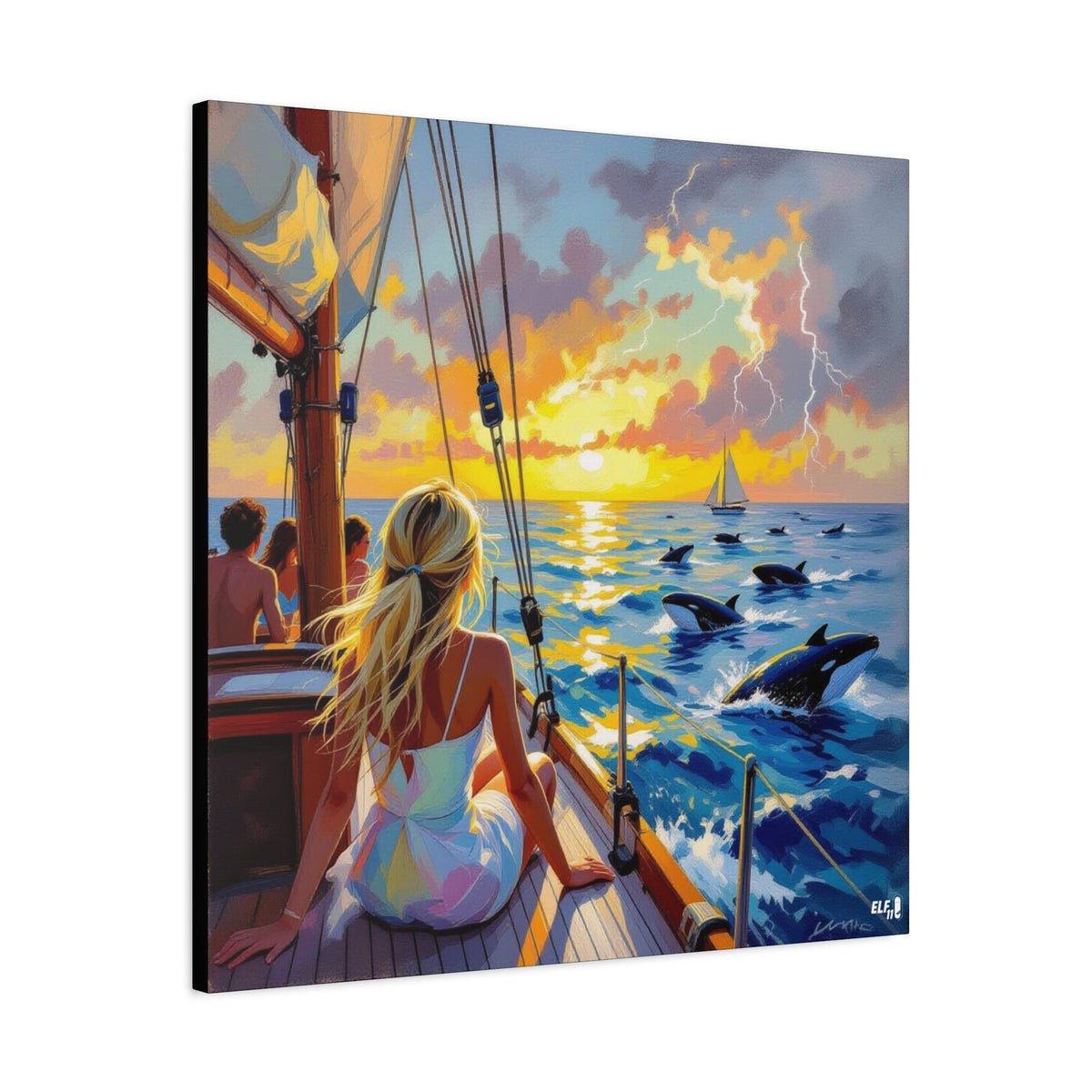 sunset with friends canvas