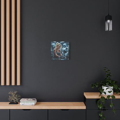 Robot and Woman machine shop modern future canvas picture