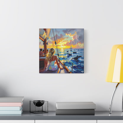 sunset with friends canvas